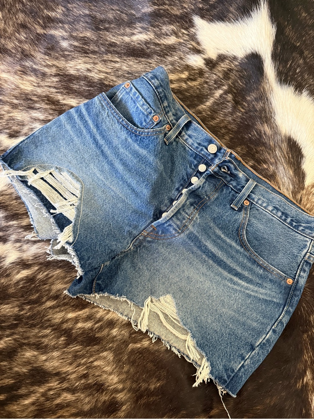 Levi's Light Blue Distressed High-Rise Denim Shorts NWOT